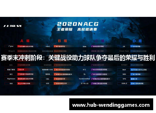 赛季末冲刺阶段：关键战役助力球队争夺最后的荣耀与胜利